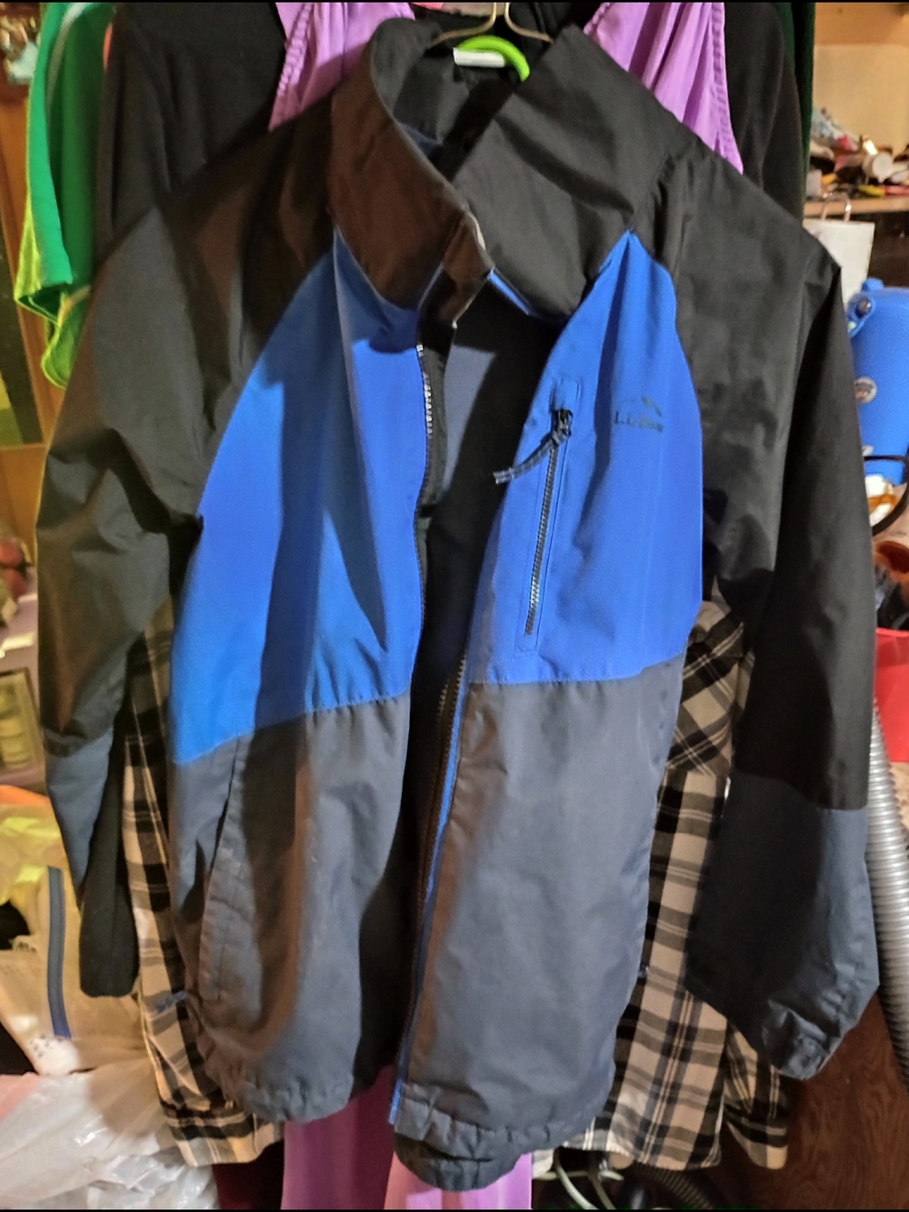 L.L. Bean Kids Blue and Black Rain Jacket